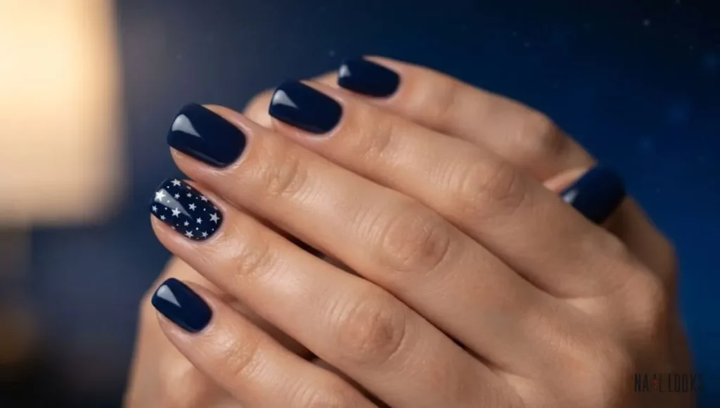 Navy Star Nails