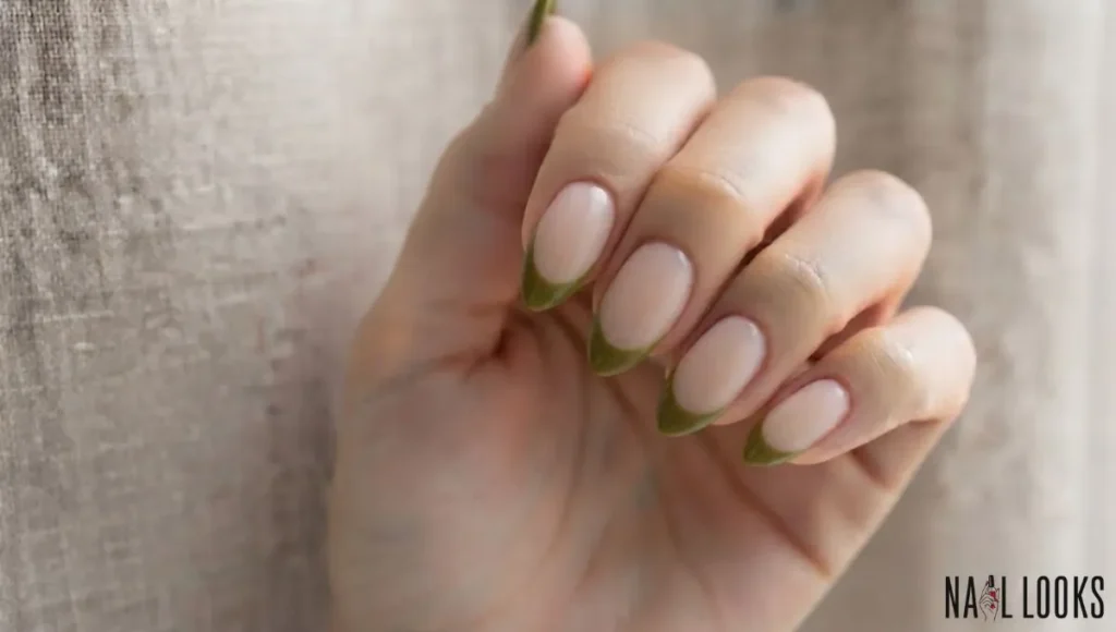 Olive Green French Manicure
