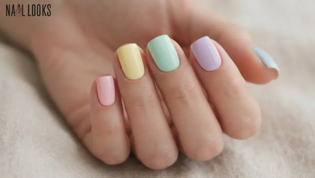 Pastel Easter Nails with Color Blocking