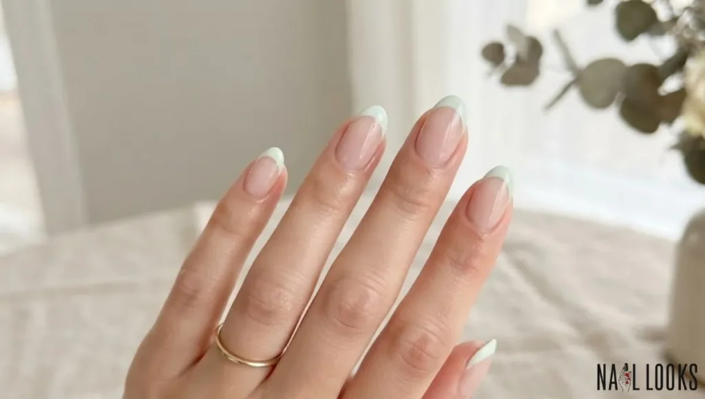 Pastel Green French Tips for Spring