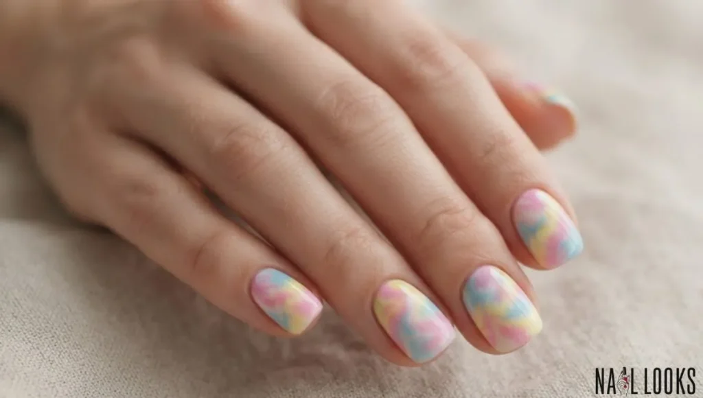 Pastel Tie-Dye Nails
