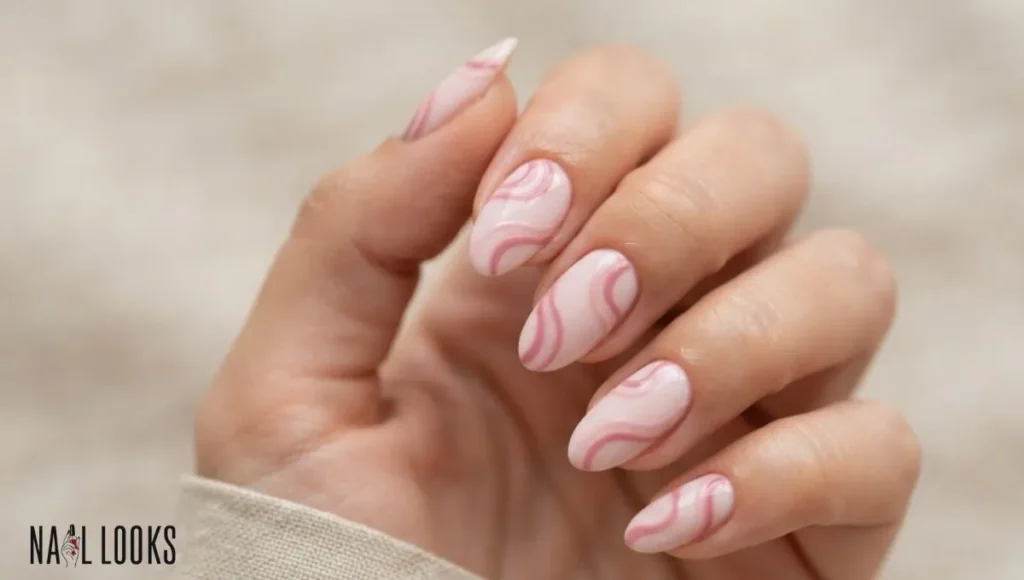 Pink Swirl Nails