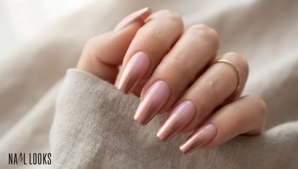 Rose Gold Ombre Coffin Nails