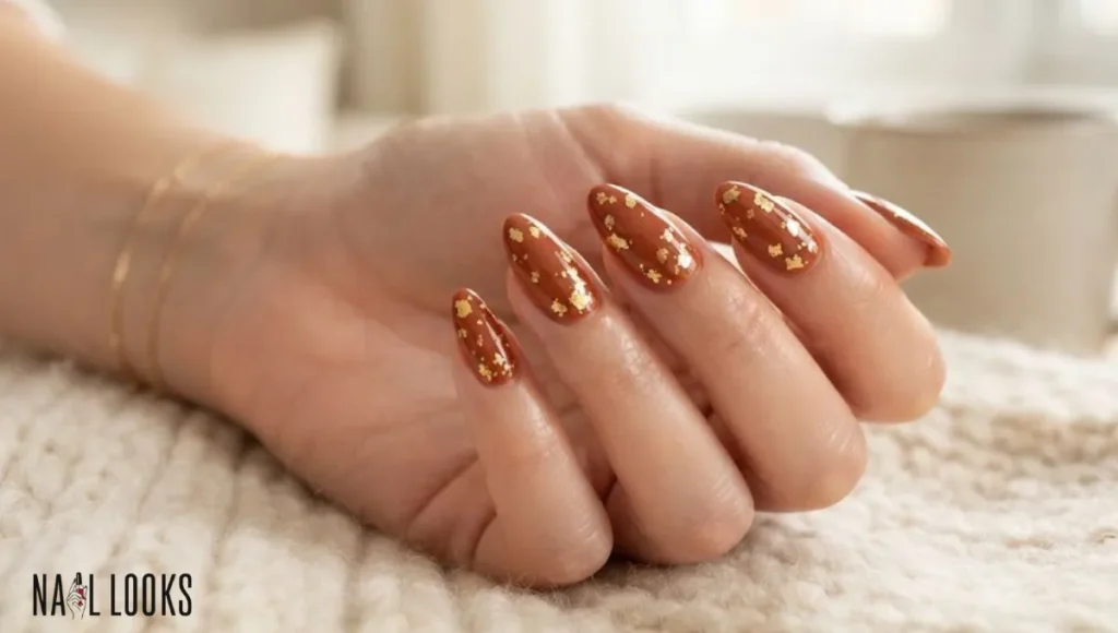 Rust Orange with Gold Flakes