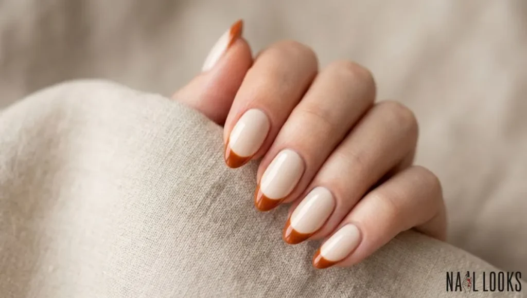 Rust and Cream French Tips