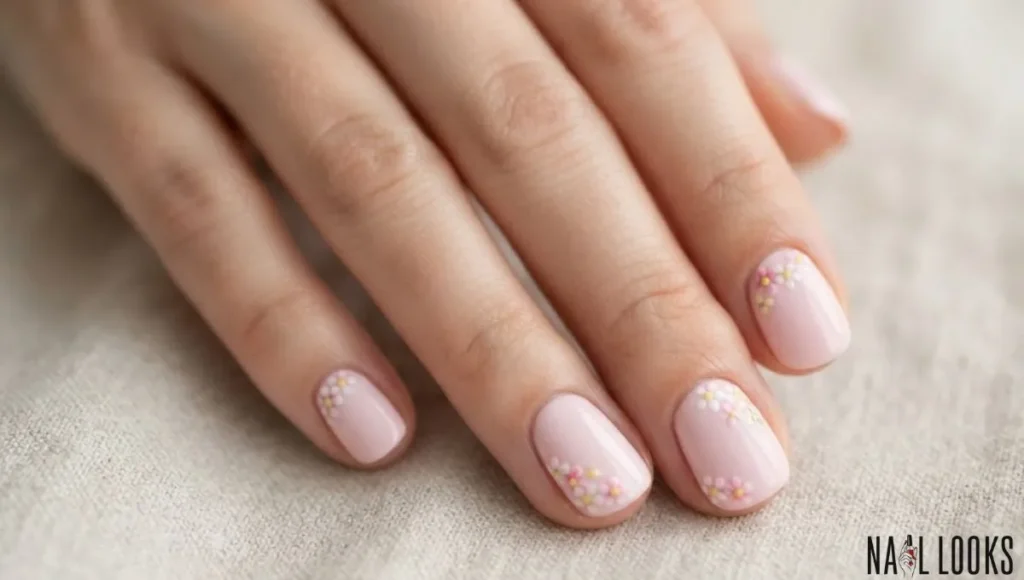 Short Easter Nails with Tiny Florals