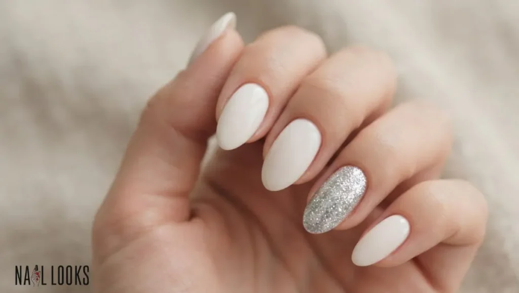 Silver and White Nails