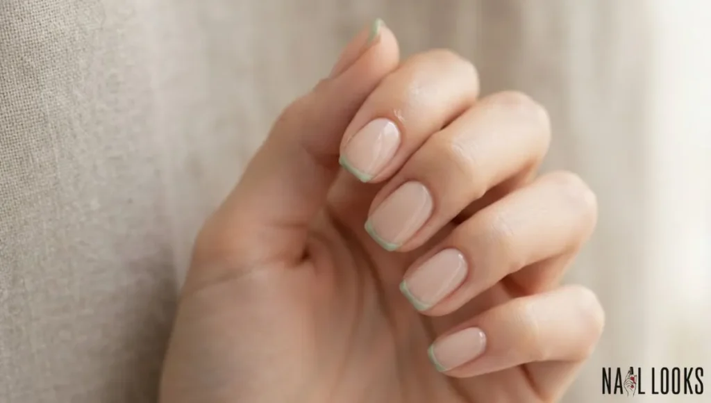Thin Line Green French Manicure