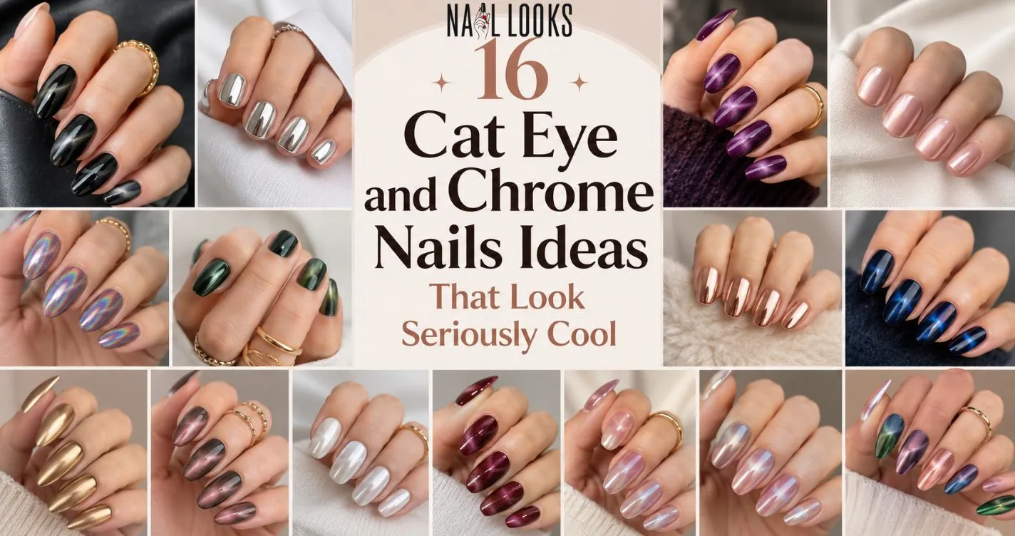 cat eye and chrome nails ideas