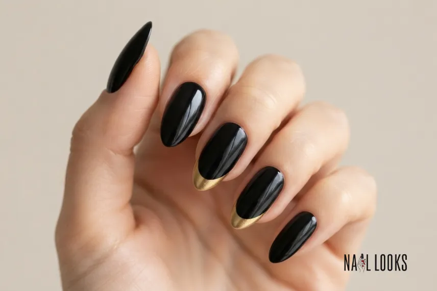Black and Gold Graduation Nails