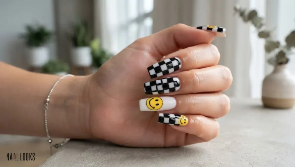 Black Smiles on White French Tips