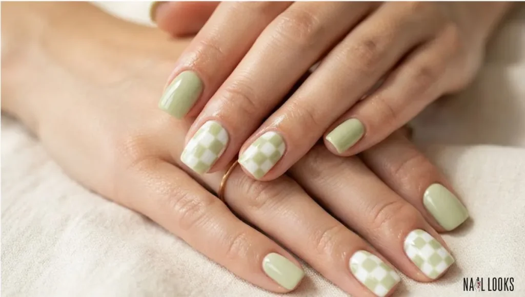 Checkerboard Accent Nails