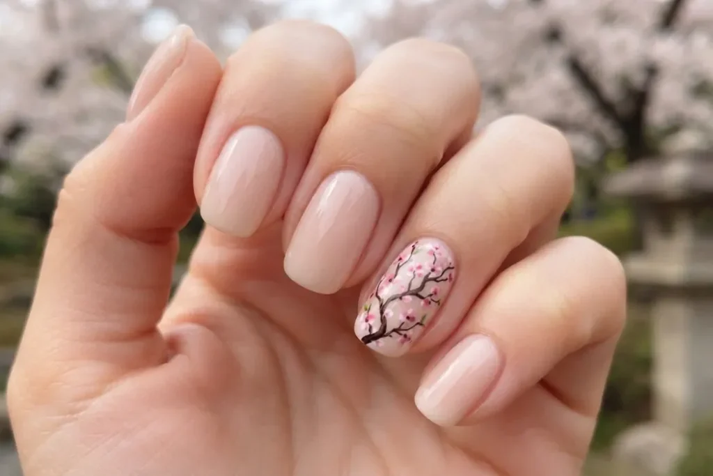 Cherry Blossom Nail Art with Branches