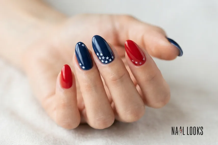 Classic Red, White, and Blue Nails