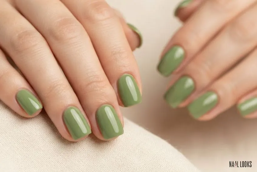 Creamy Solid Matcha Nails