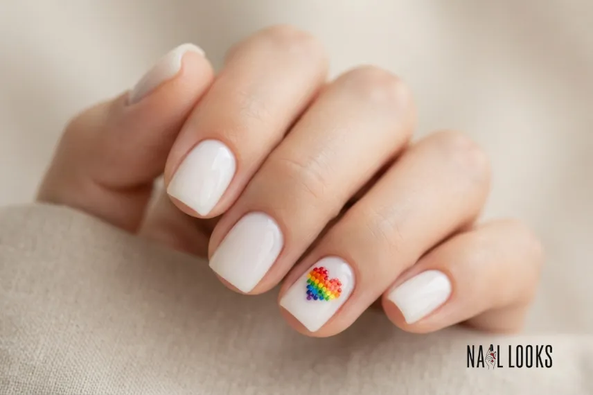Cute Pride Nails with a Rainbow Heart