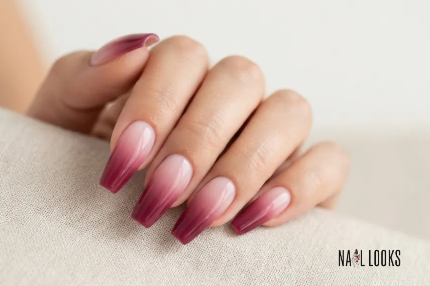 Dark Pink Ombre Nails