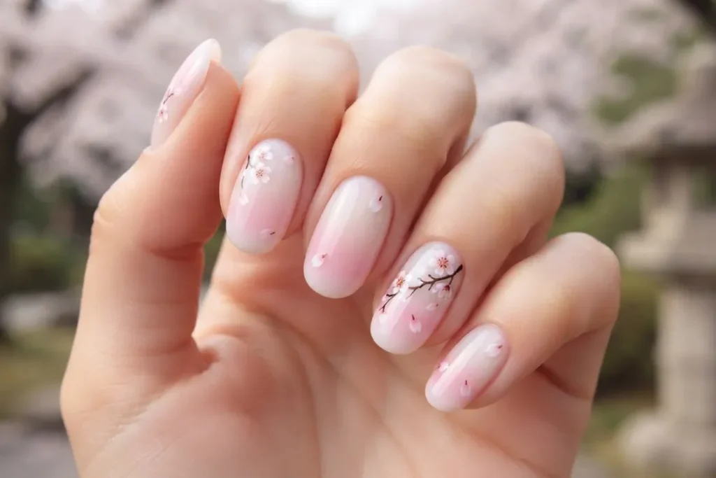 Dreamy Cherry Blossom Ombre Tips