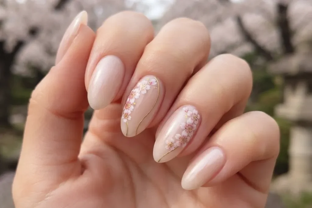 Elegant Cherry Blossom Nails