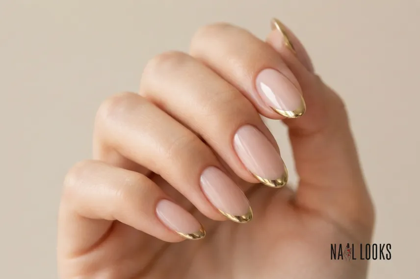 Gold Chrome French Tip Graduation Nails