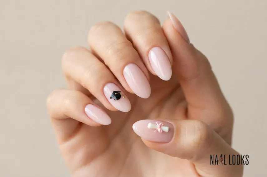 Graduation Nails With a Graduation Cap Design