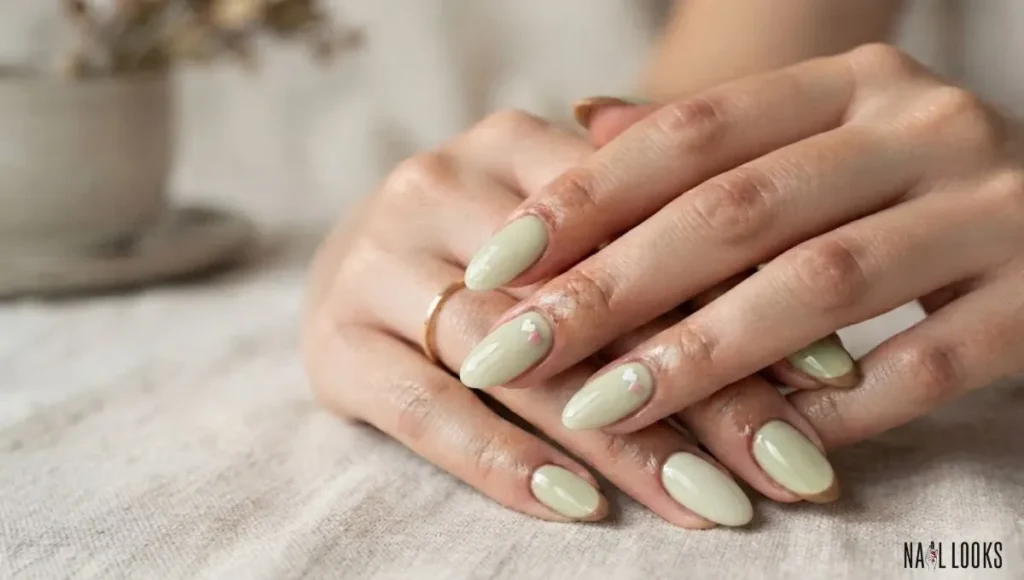 Green Heart Accent Nails