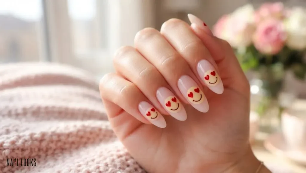 Heart-Eye Smiley Nails