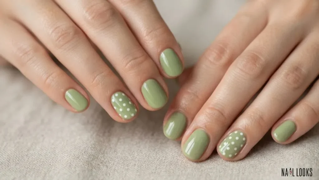 Matcha Polka Dot Nails