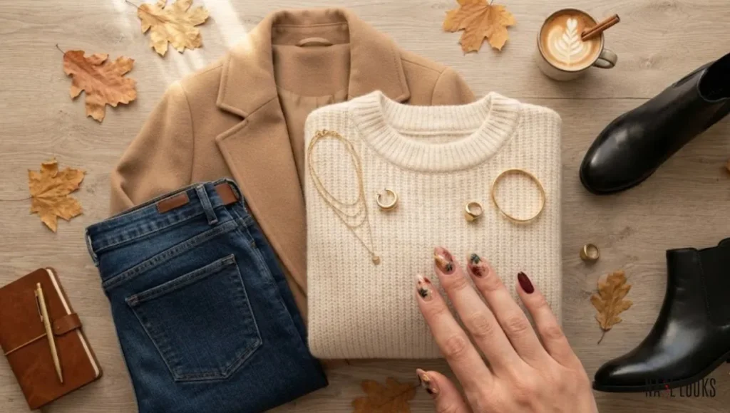 Matching Floral Nails with Fall Outfits