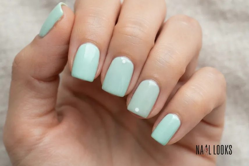 Mint Green Nails on Short Square Nails