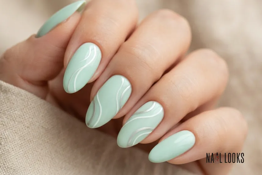 Mint Green and White Swirls