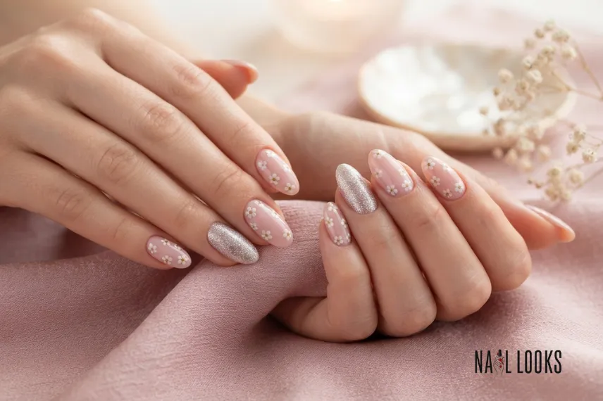 Mother’s Day Nails With Glitter