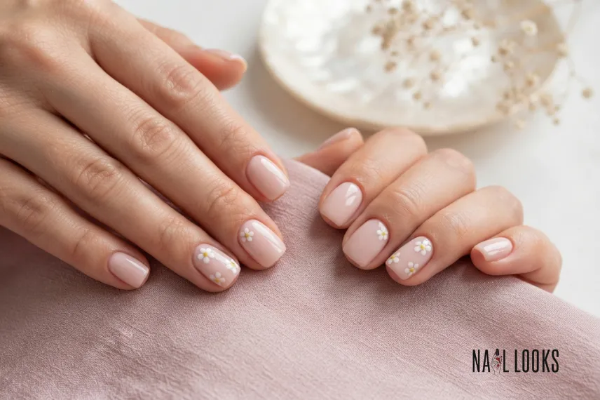 Mother’s Day Nails With Tiny Flowers