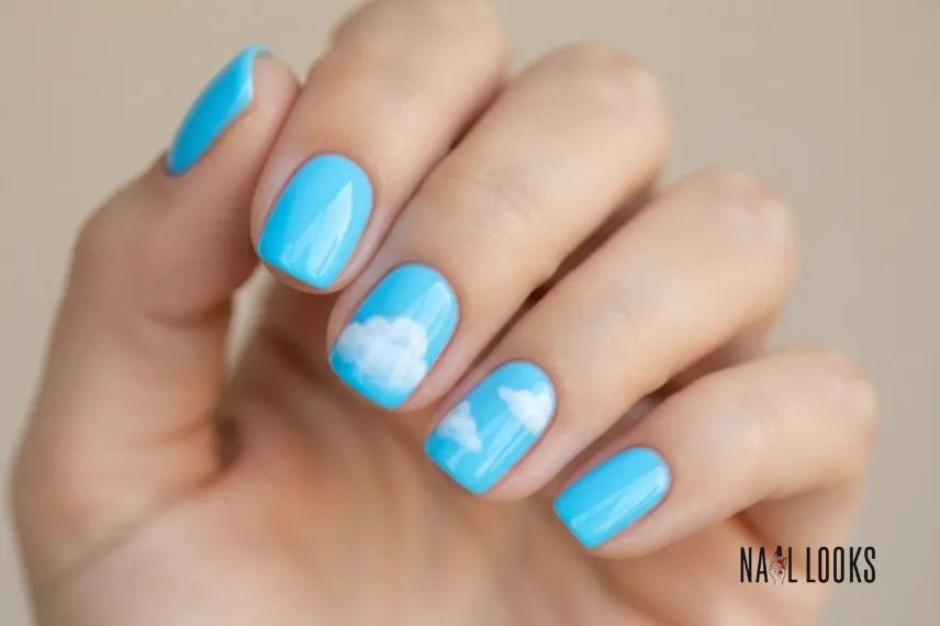 cloud design neon nails