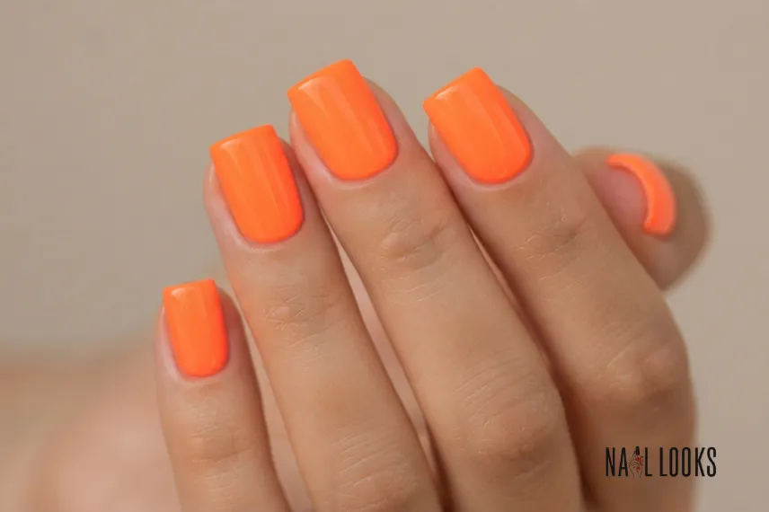 Neon Orange for Short Square Nails