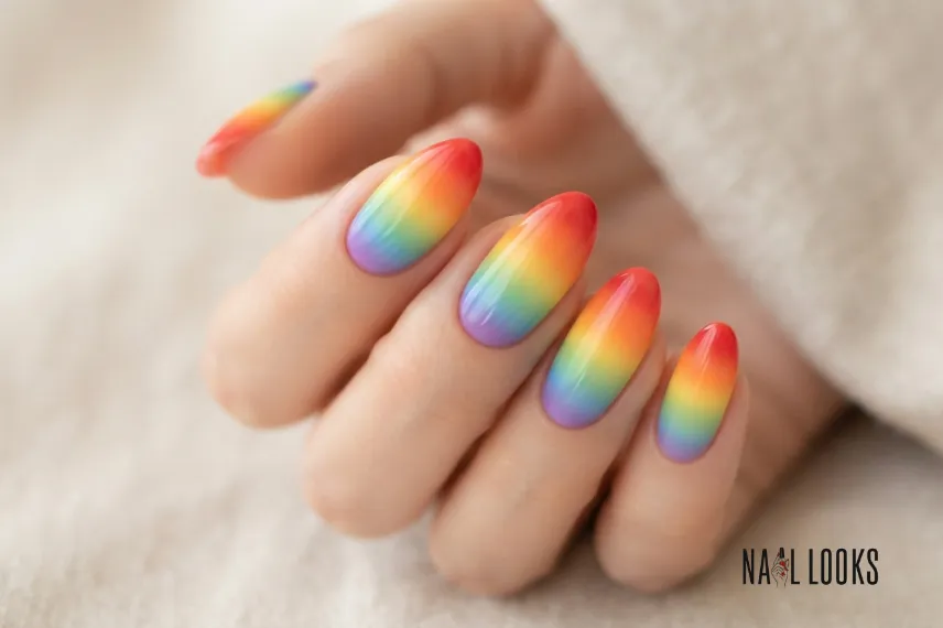 Ombre Rainbow Pride Nails