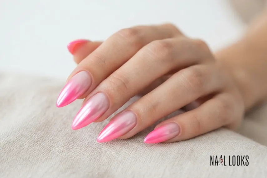 Pink Chrome Ombre Nails