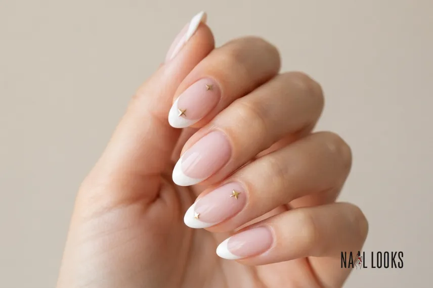 Pink French Tips With Tiny Stars