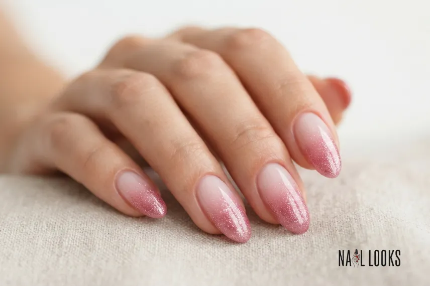 Pink Glitter Ombre Nails