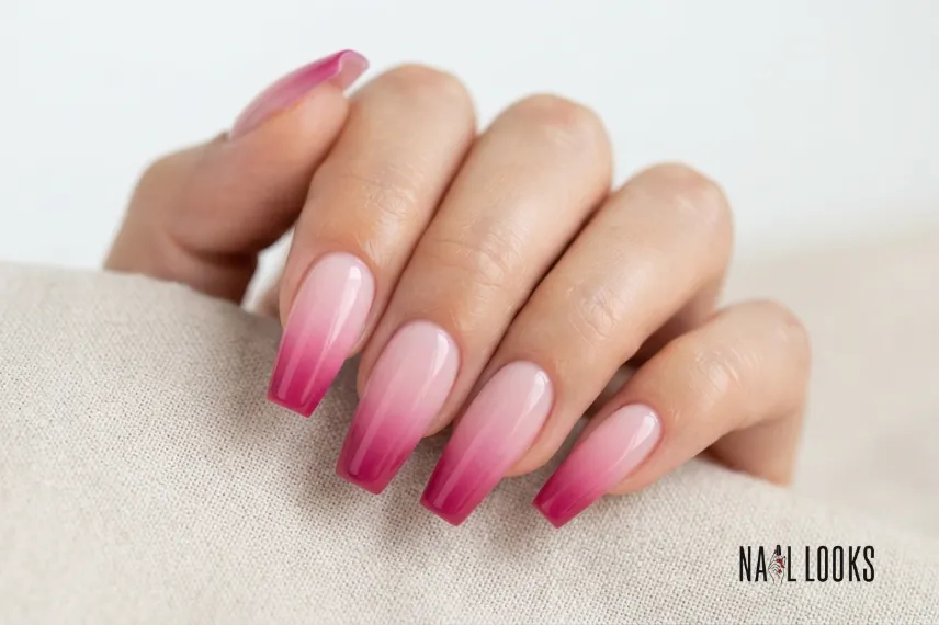 Pink Ombre Coffin Nails