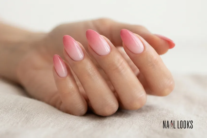Pink Ombre Nails for Almond Nails