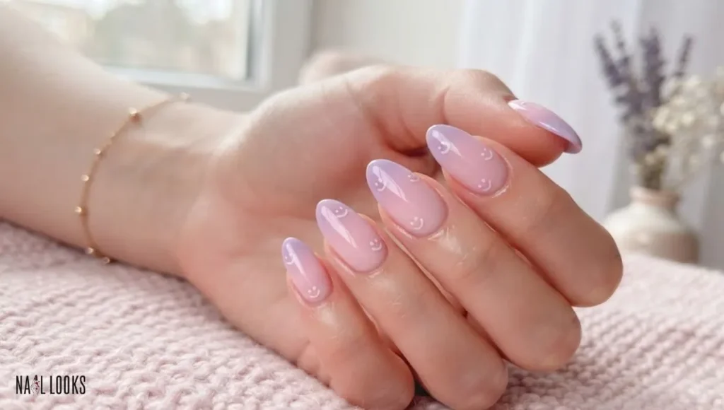 Pink Purple Ombre Smiley Nails