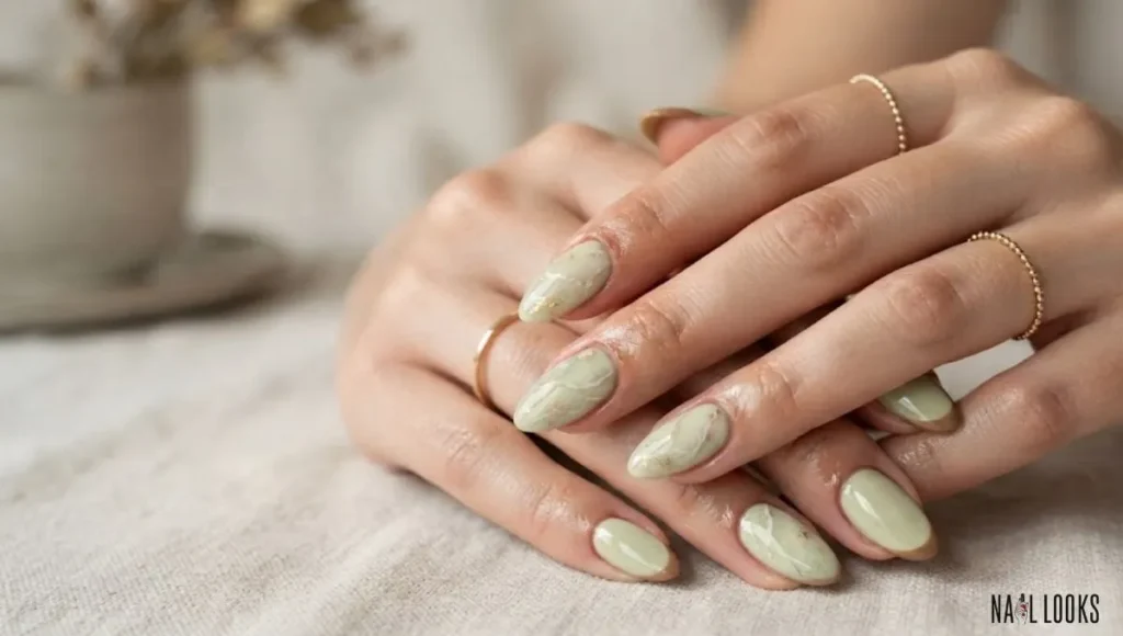  Pistachio Marble Nails