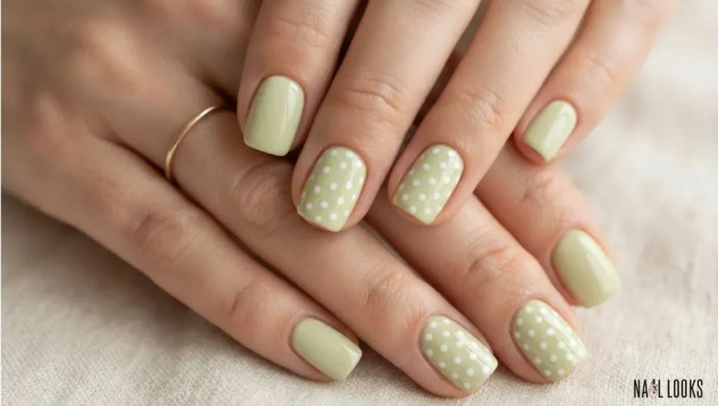 Pistachio Polka Dot Nails