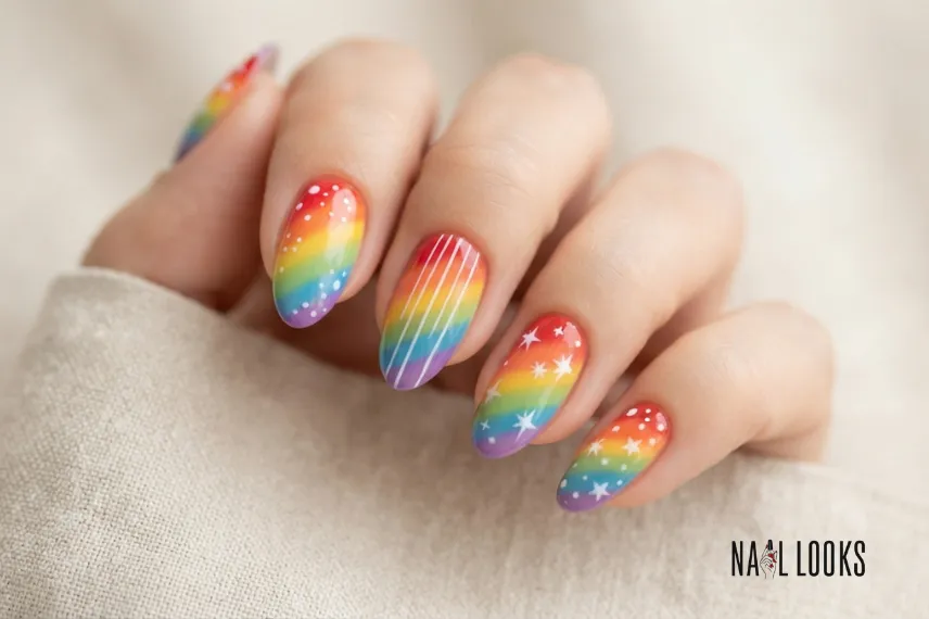 Pride Rainbow Nail Art