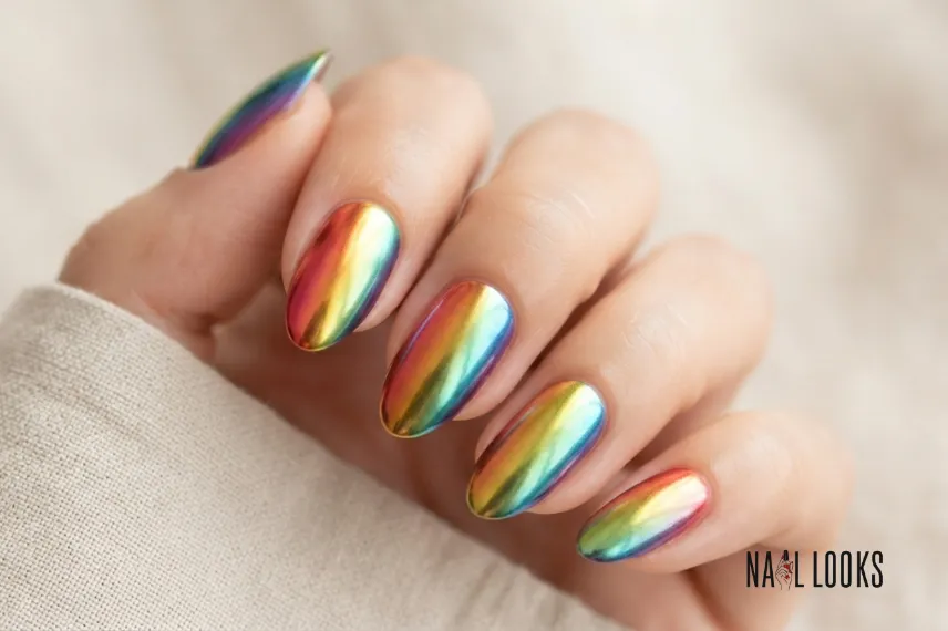 Rainbow Chrome Pride Nails