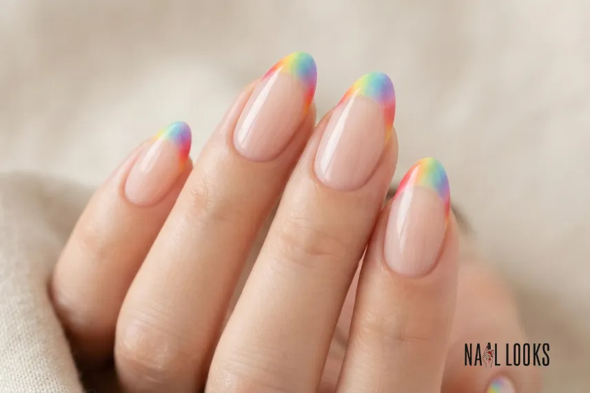 Rainbow French Tip Pride Nails