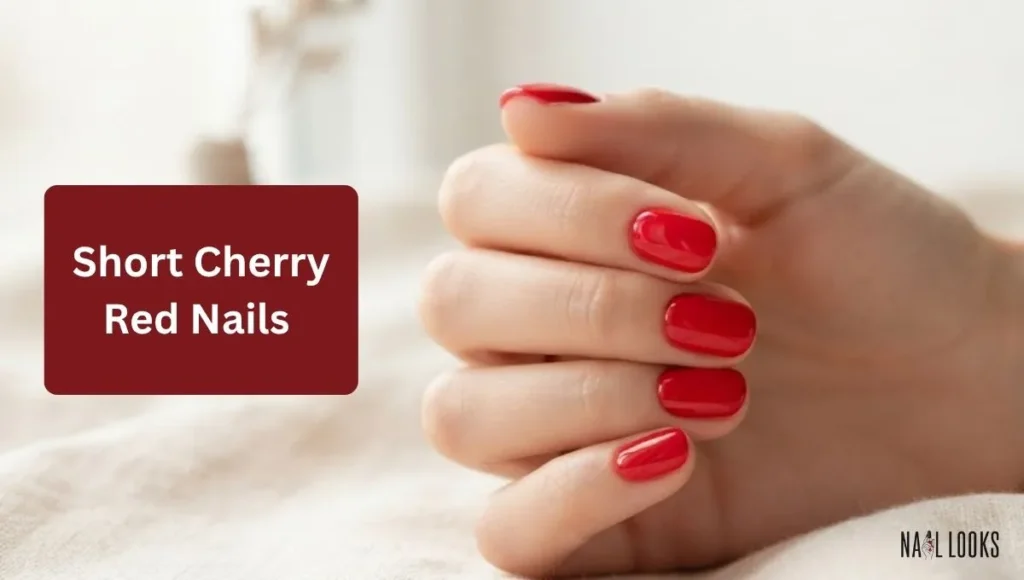 Short Cherry Red Nails
