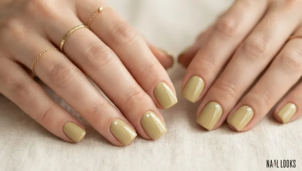 Short Matcha Square Nails