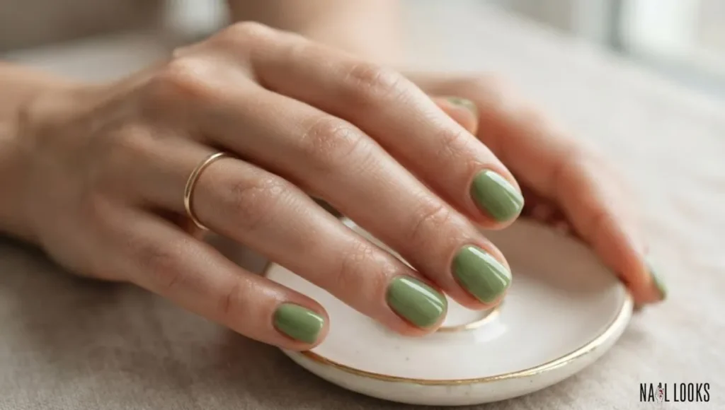 Short Pistachio Nails With Gloss